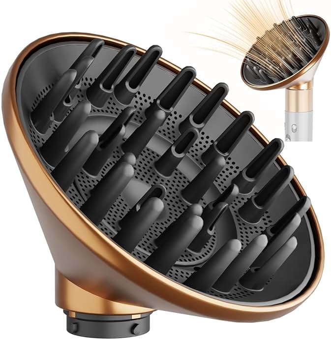 YTCHYYSK Large Diffuser Attachment Compatible with Dyson Airwrap, Upgraded Bigger Diffuser Nozzle to Dryer Faster and Define Curls Hair, Gold - Product Image