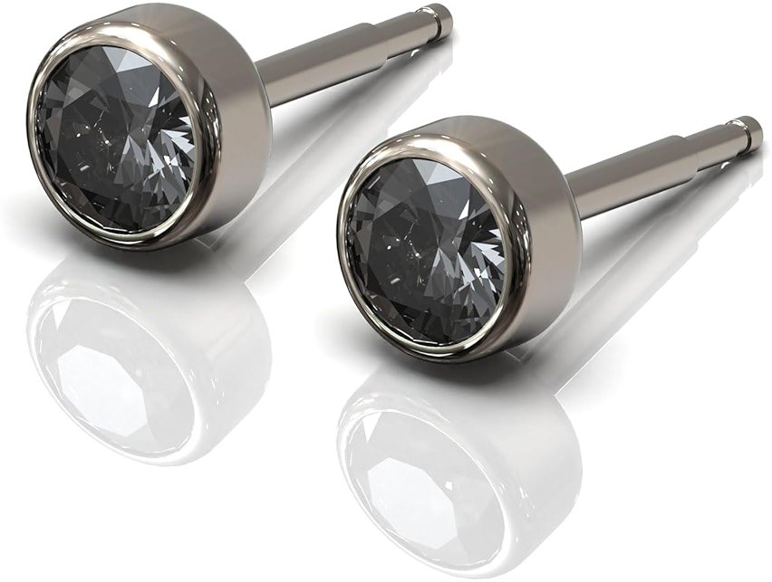 Diamond Stud Earrings Mens Womens Titanium Hypoallergenic - Product Image