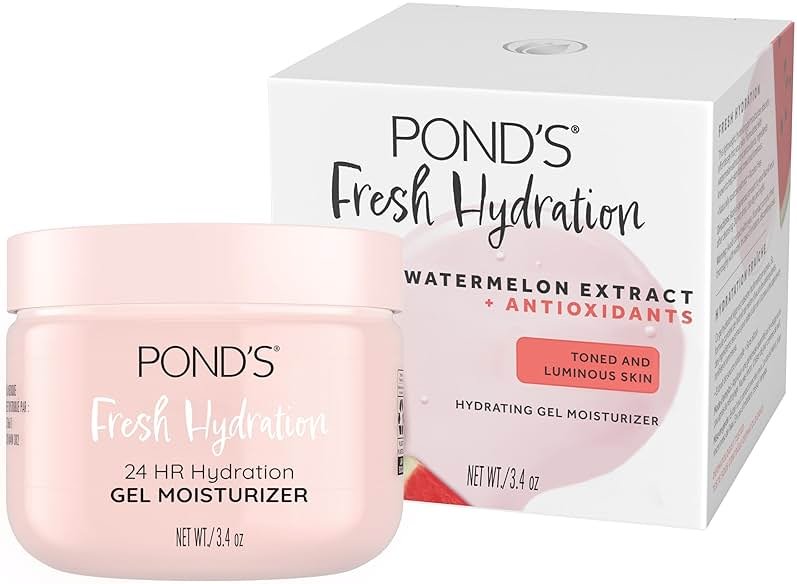 POND’S Fresh Hydration Gel Moisturizer – 24 HR Hydration with Watermelon Extract & Antioxidants – Alcohol & Oil-Free Face Moisturizer – Dermatologist Tested, 3.4 oz - Product Image