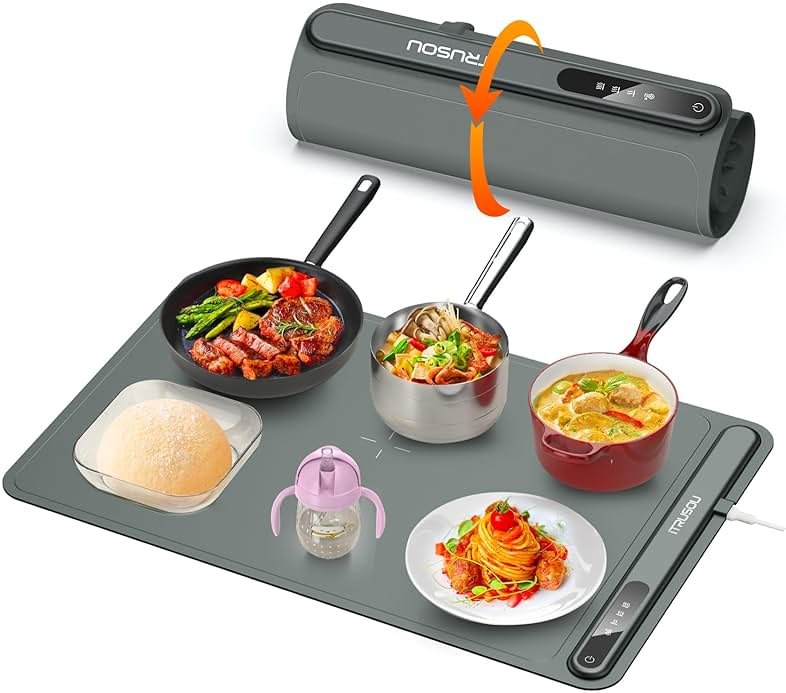 Warming Mat for Food (24"x16") - iTRUSOU 7-Level Electric Warming Tray with 400W High-Power, Timer 0–99H & Built-In Strap - Rollable Large Food Warming Mat for Parties & Buffet - Product Image