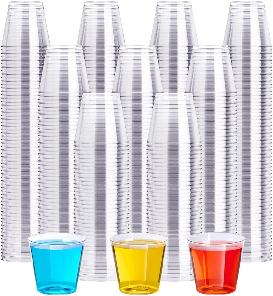 1 OZ 1000 Pack Plastic Shot Glasses, Disposable Cups, 1 Ounce Tasting Cups Party Cups Perfect for Whiskey, Wine Tasting, Food Samples, and Parties - Product Image