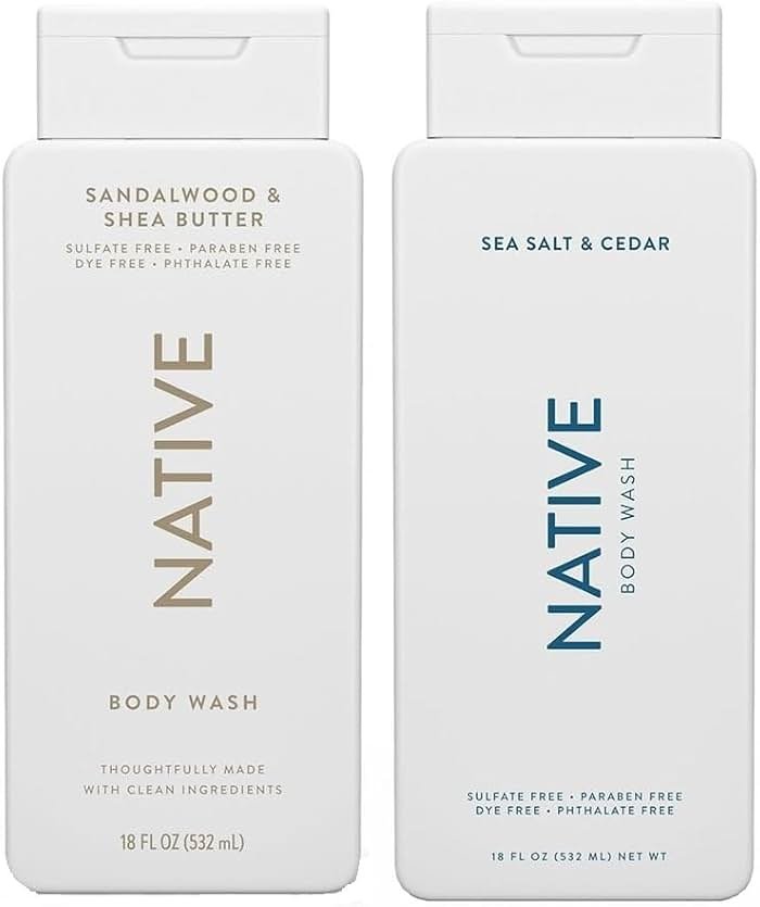 Native Body Wash 2-Pack: Sandalwood & Shea Butter + Sea Salt & Cedar (18 fl oz each) - Product Image