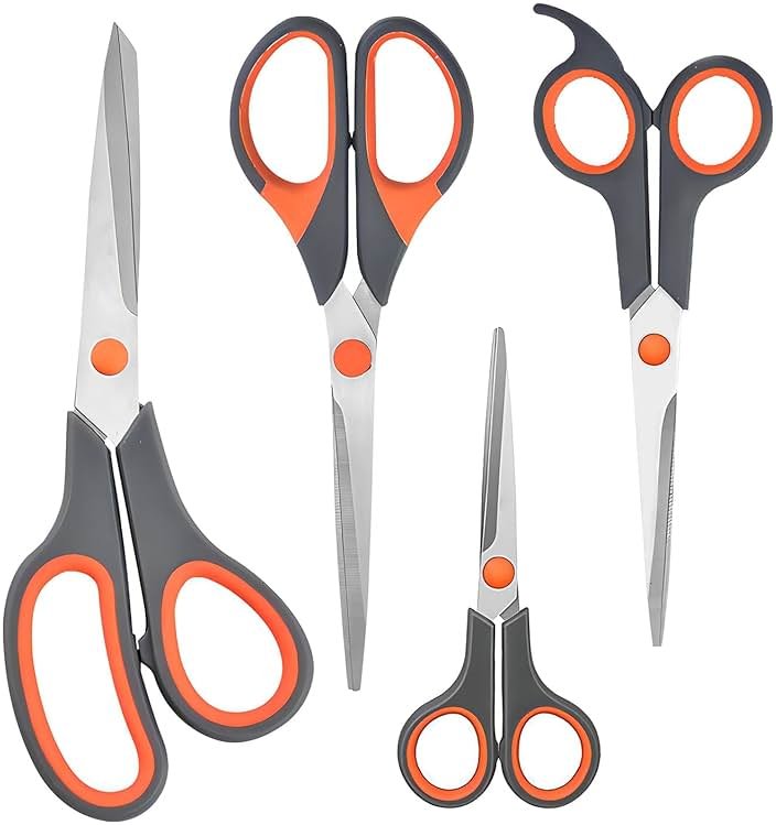 Professional Paper Cutting Scissors 4 Pack, Office Craft Scissors Set with Ultra Sharp Blades for Adults, Art Projects, Gift Wrapping - Product Image