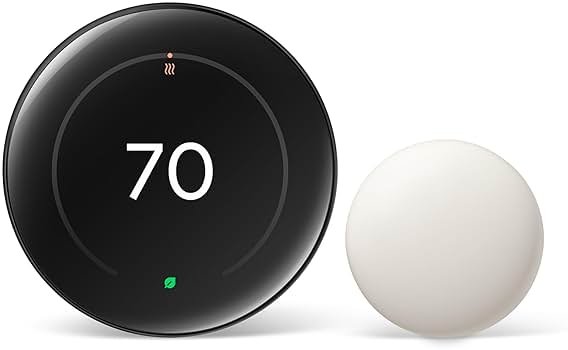 Google Nest Learning Thermostat (4th gen) + Nest Temperature Sensor (2nd gen) - Obsidian - Product Image