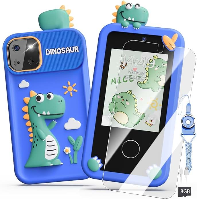 Luyiilo Kids Smart Phone Toys for Boys,Dinosaurs Gift Toys for Boys Ages 3-9 Christmas Birthday Gifts Mini Smart Phone Toys With 2.8" Touchscreen 16 Learning Games Dual Camera Music Player, 8G SD Card - Product Image