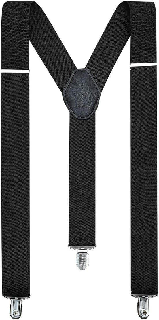 KOOELLE Suspenders for Men Heavy Duty Tuxedo Dress Pants 1.4 inch Solid Adjustable Elastic Y Back Mens Suspenders for Jeans - Product Image