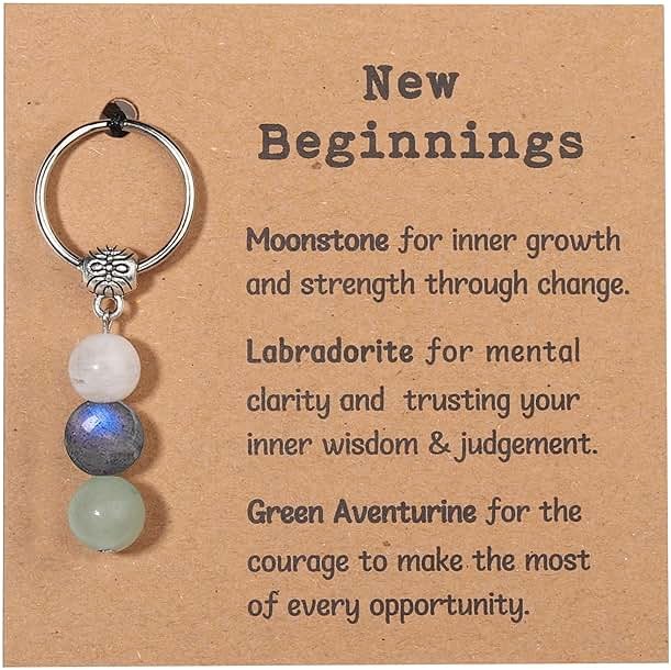 GINAZL Natural Crystals Keychain Gift for New Beginnings, New Beginnings Gifts for Coworker Anxiety Relief Keychain for Women - Product Image