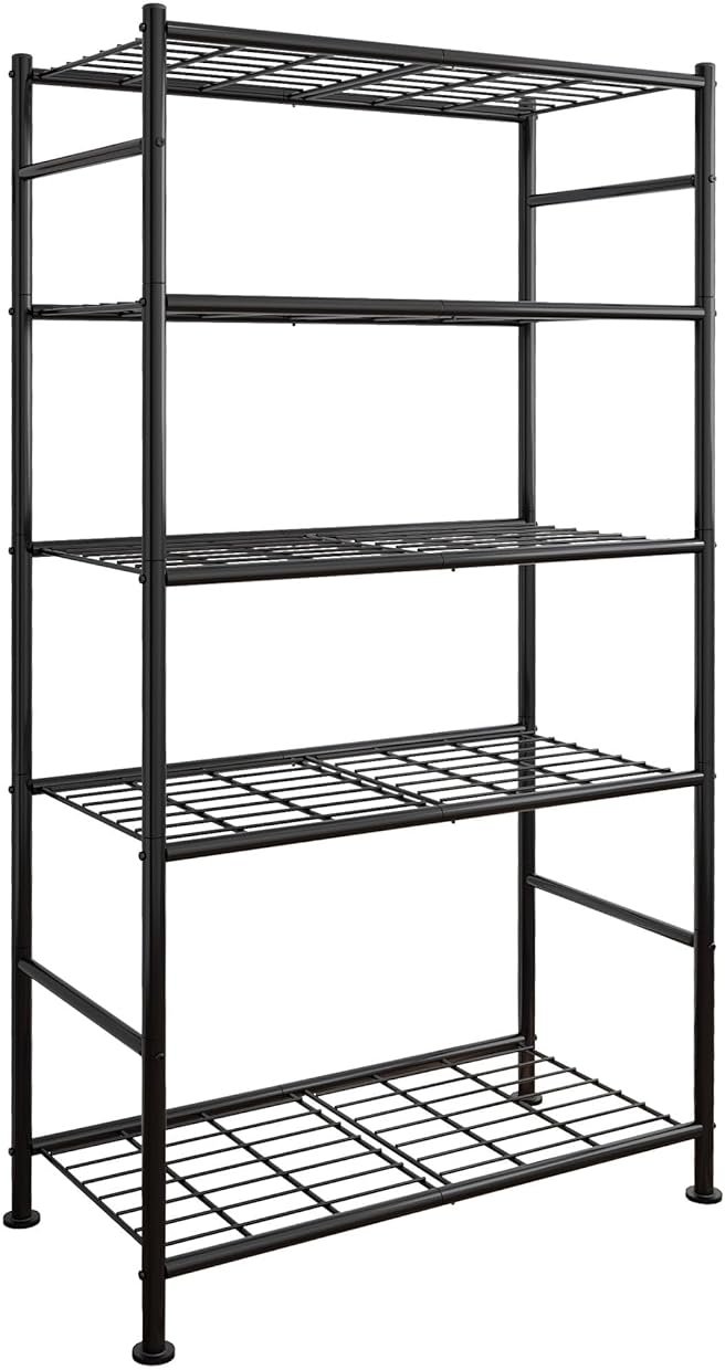 Sakugi Storage Shelves - 5 Tier Shelf Organizer, Heavy Duty Garage Shelving Unit with Leveling Feet, Stable Metal Shelves Organizer for Pantry, Kitchen and Closet, 33.0" W x 12.6" D x 72.0" H, Black - Product Image
