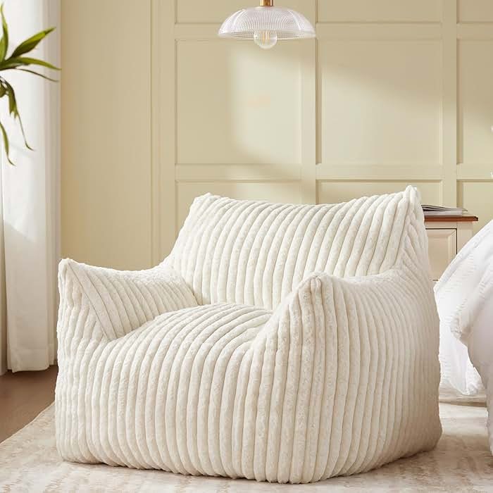 Achicsofar Giant Bean Bag Chairs for Adults Teens, Large Bean Bag Sofa Chairs with Filling Comfy Fuzzy BeanBag Chair with Armrests for Bedroom Living Room Reading - Product Image