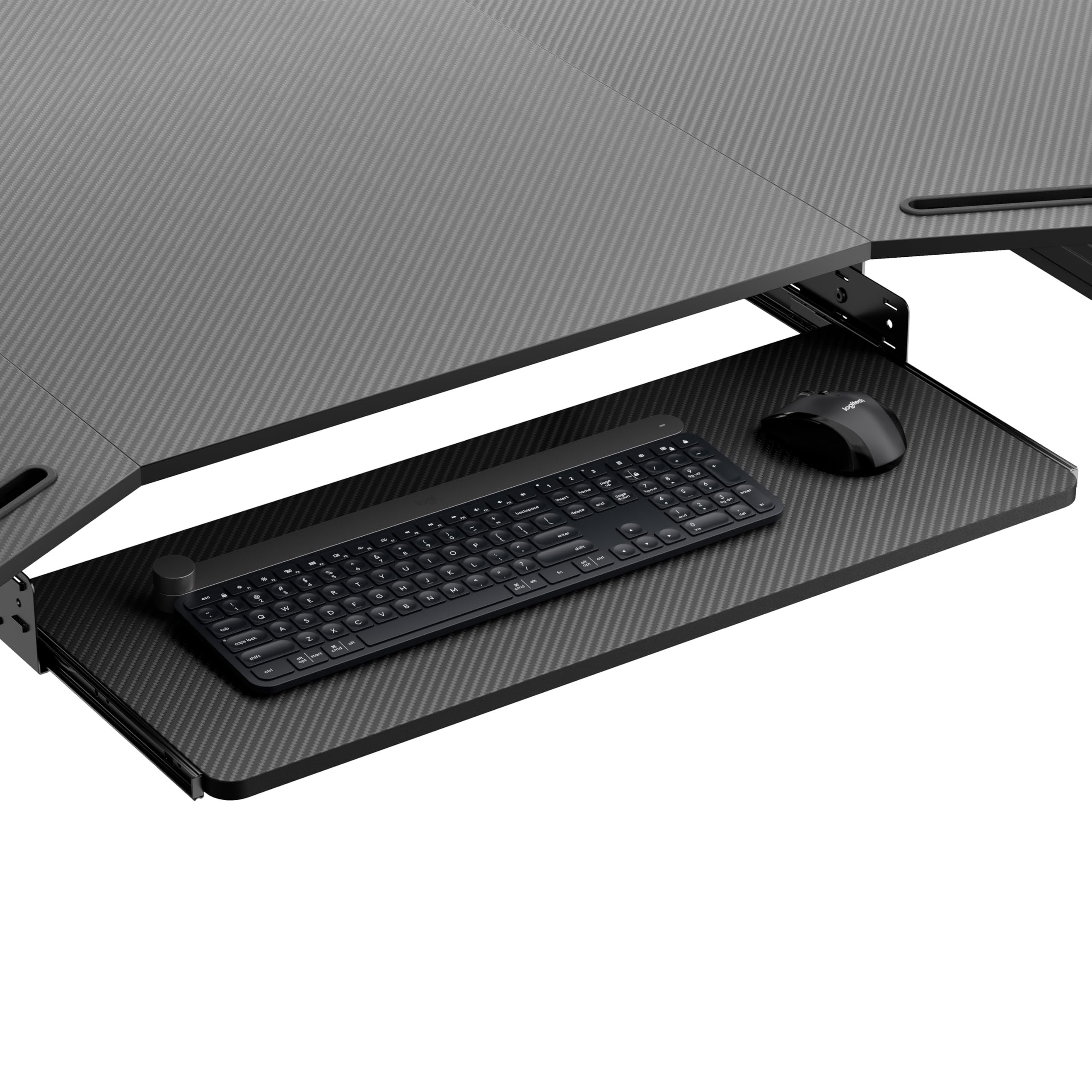 EUREKA ERGONOMIC Adjustable Keyboard Tray Under Desk, 28x11 Inch Large Slide Out Keyboard & Mouse Platform Tray, Wooden Pull Out Computer Keyboard Drawer for Typing Home Office Desk, Black - Product Image