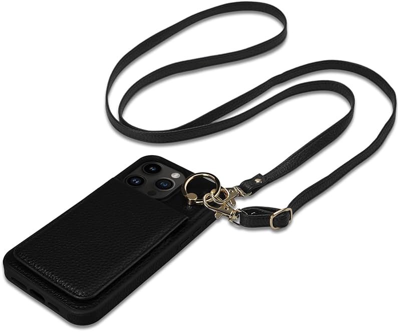 Keallce Case for iPhone 16 Pro Max 6.9'', Detachable Crossbody Case Wallet with RFID Blocking Card Holder, 360ｰRing Stand, Folio Leather iPhone Cover Lanyard Strap Lady for iPhone 16 Pro Max, Black - Product Image