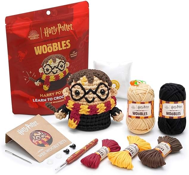 The Woobles Beginners Crochet Kit with Easy Peasy Yarn as seen on Shark Tank - with Step-by-Step Video Tutorials - Harry Potter - Product Image