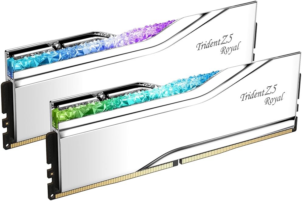 G.SKILL Trident Z5 Royal Series DDR5 RAM (Intel XMP 3.0) 32GB (2x16GB) 6400MT/s CL32-39-39-102 1.40V Desktop Computer Memory U-DIMM - Silver (F5-6400J3239G16GX2-TR5S) - Product Image
