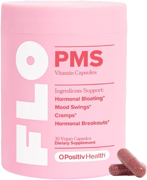 O Positiv FLO PMS Vitamins for Women, 30 Servings (Pack of 1) - Proactive PMS Relief - Targets Hormonal Breakouts, Bloating, Cramps, & Mood Swings with Chasteberry, Vitamin B6, & Lemon Balm - Product Image