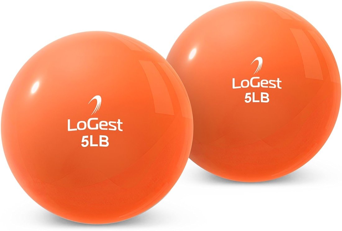 Logest Weighted Toning Exercise Balls Pair - Round Shape Medicine Ball - 1LB 2LB 3LB 4LB 5LB 6LB Available - Toning Muscle for Men & Women - Product Image