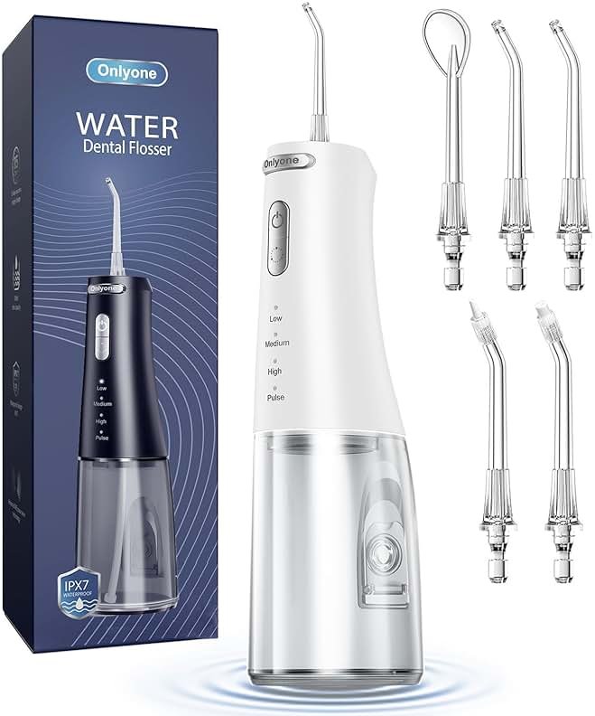 Onlyone Water Flosser — Cordless Dental Water Jet with 4 Pressure Modes, 1500-2000 Pulses/Min, 300ML Tank, IPX7 Waterproof, Rechargeable Portable Oral Irrigator for Braces, Sensitive Gums & Travel - Product Image