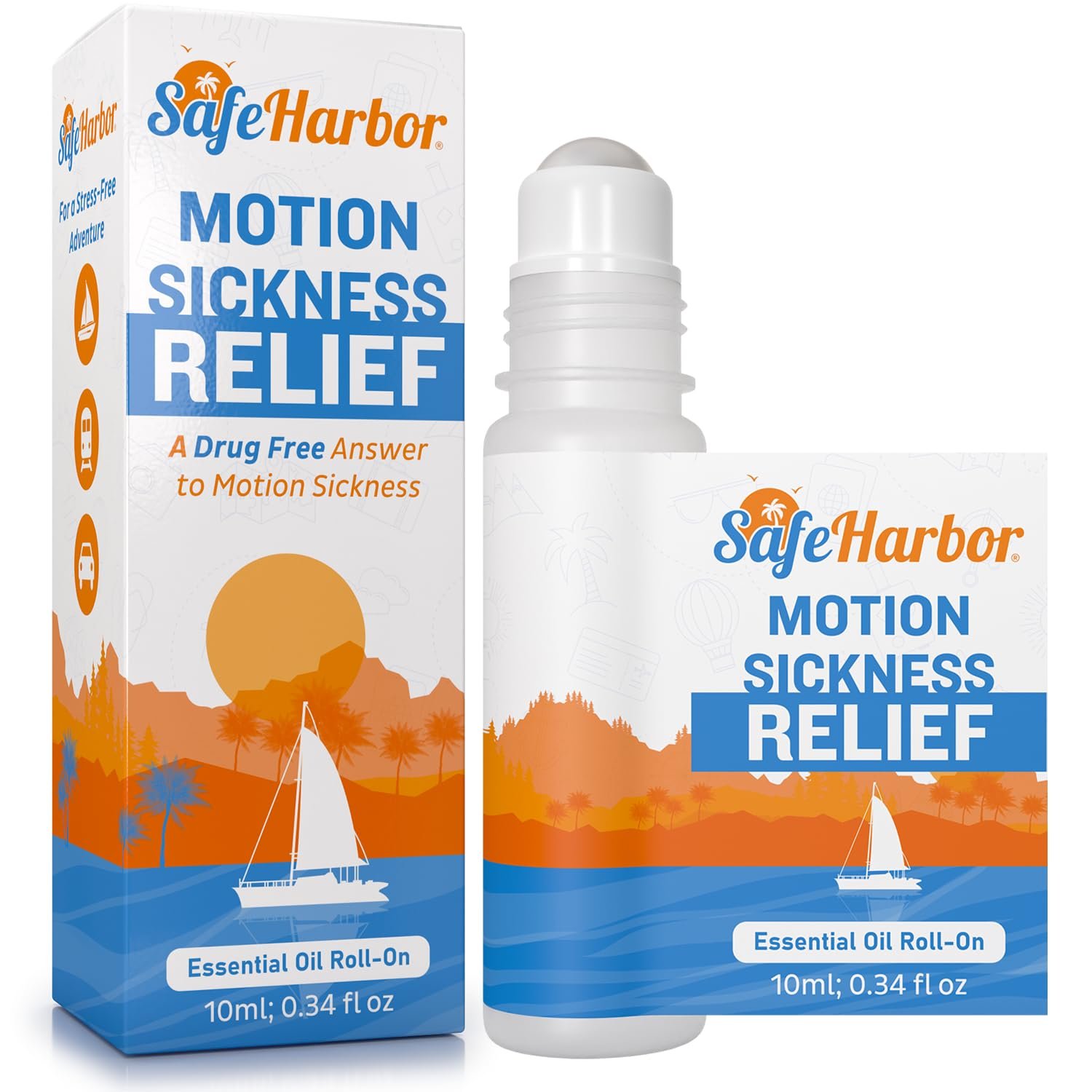 SafeHarbor Motion Sickness Relief Roll-On | Anti Nausea Essential Oil for Sea Sickness, Dizzy & Carsick Relief in Children and Adults, Your Cruise Ship Essential | 100% Natural, Drug Free (10 ml) - Product Image