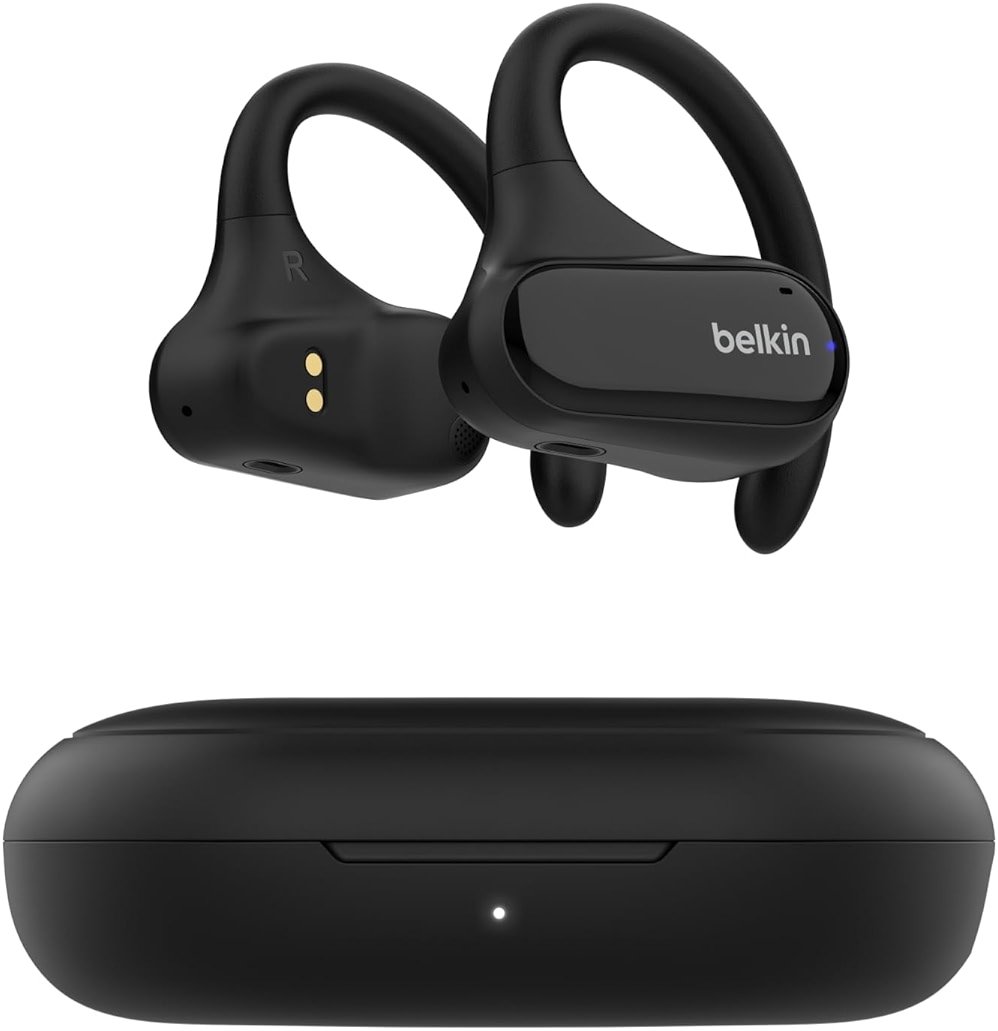 Belkin SoundForm ClearFit Wireless Open-Ear Earbuds, Lightweight Sport Earphones, Bluetooth Earbuds w/Long-Lasting Comfort, IPX5 Water Resistance for iPhone, Hiking, Biking, Running, & More - Black - Product Image