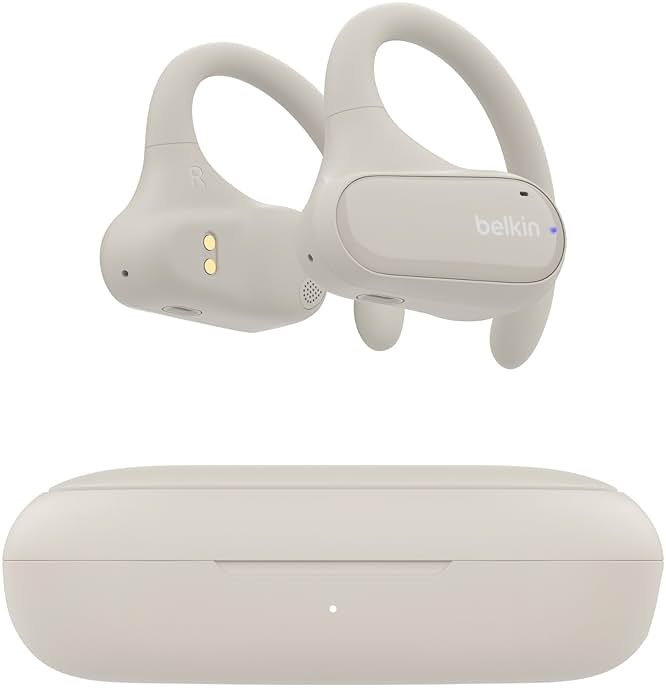 Belkin SoundForm ClearFit Wireless Open-Ear Earbuds, Lightweight Sport Earphones, Bluetooth Earbuds w/Long-Lasting Comfort, IPX5 Water Resistance for iPhone, Hiking, Biking, Running, & More - Sand - Product Image