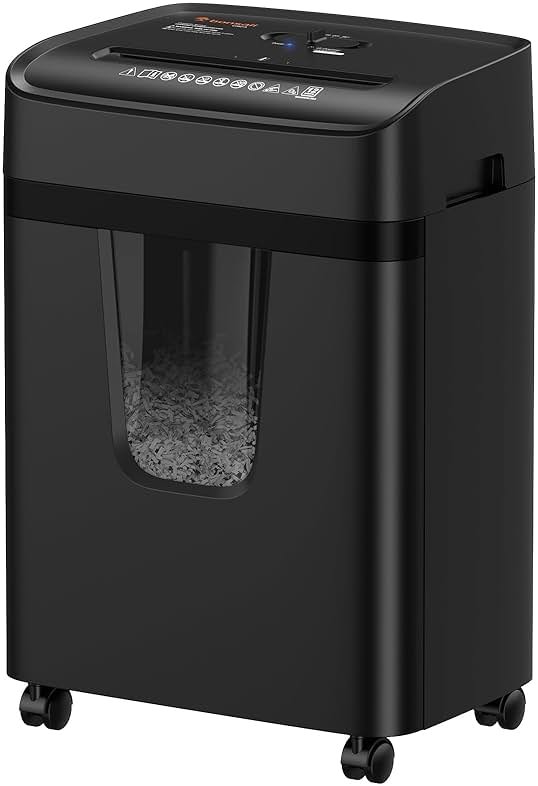 Bonsaii 12 Sheet Paper Shredder for Home Office, Heavy Duty Cross Cut Shredder with 5.5 Gal Pullout Bin, Home Shredder for CDs/Credit Card/Document/Mail, P-4 Security Level - Product Image