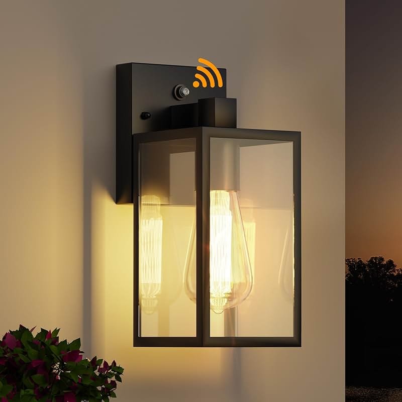 WIHTU Dusk to Dawn Outdoor Lighting Fixtures, Exterior Front Porch Light, Black Sensor Wall Sconce Lamp, Waterproof Wall Lantern, Anti Rust Outside Coach Lights for House, Doorway, Garage - Product Image