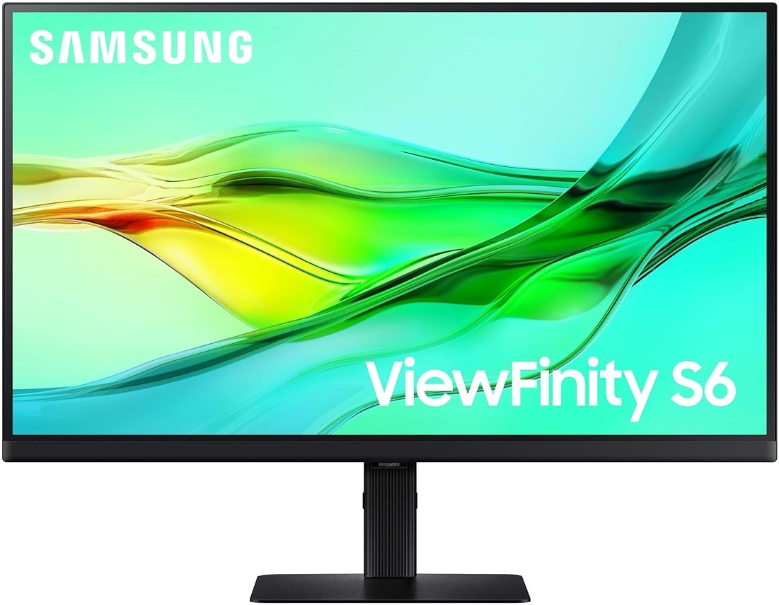 SAMSUNG 27" ViewFinity S6 (S60UD) Series QHD High Resolution Computer Monitor, 100Hz, HDR10, USB-C, Built-In LAN Port, Daisy Chain Support, Easy Setup, Height Adjustable Stand, LS27D606UANXGO, 2024 - Product Image