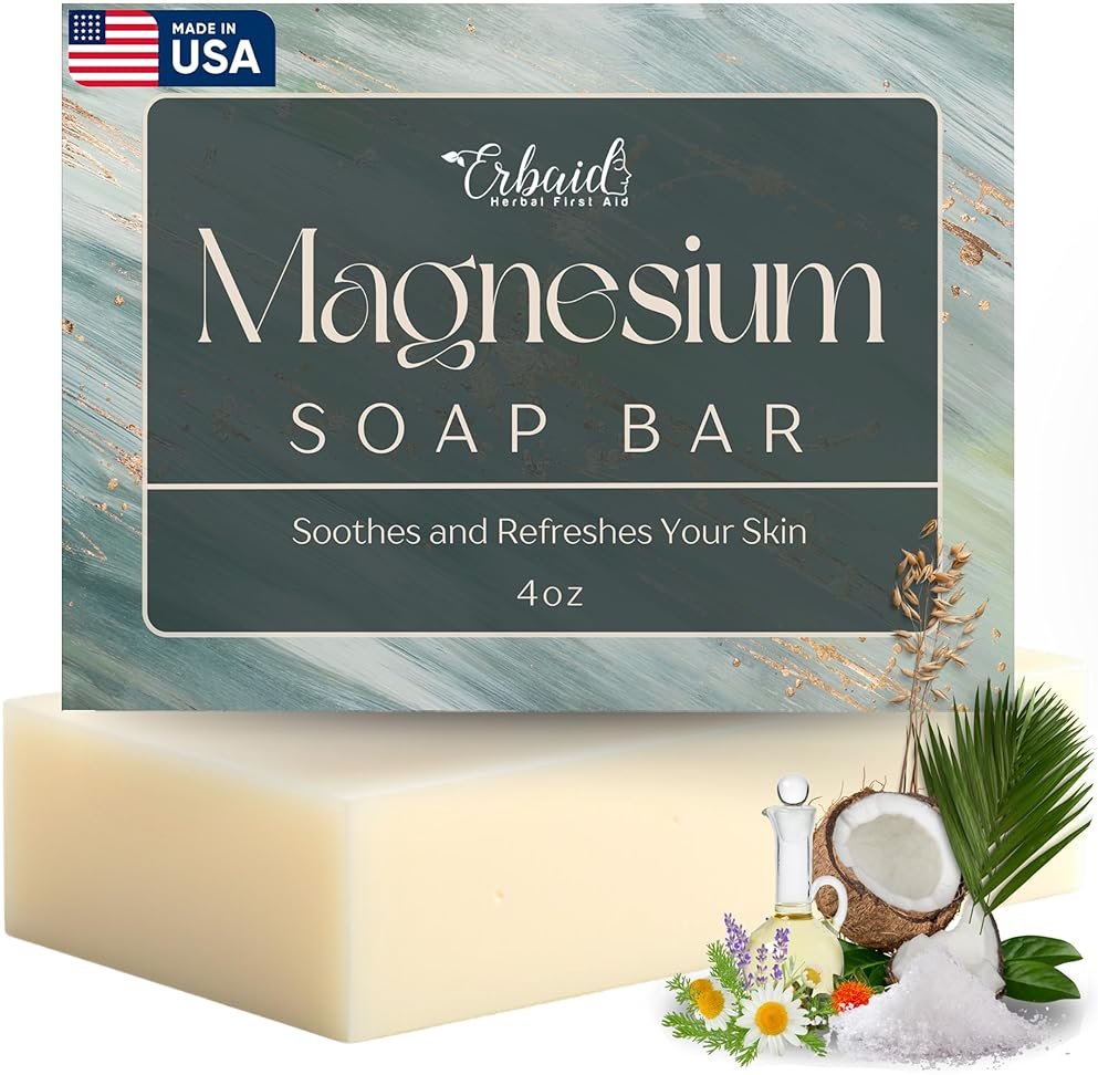 Dead Sea Magnesium Soap Bar – Deep Cleansing, Moisturizing Body Soap for Dry Itchy and All Skin Types – Shower Soap Soothes Muscles and Joints – All-Natural Exfoliating Face and Body Wash Made in USA - Product Image