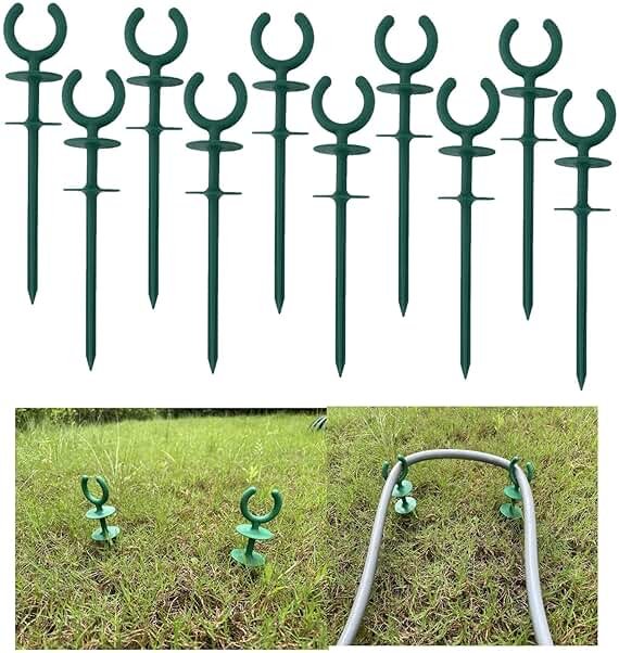 WIBBLESOX 20 Pcs Green Garden Hose Guide Stakes | Holiday Lights Holder, Light Duty, High Toughness Plastic, Garden Yard Plant Protection - Product Image