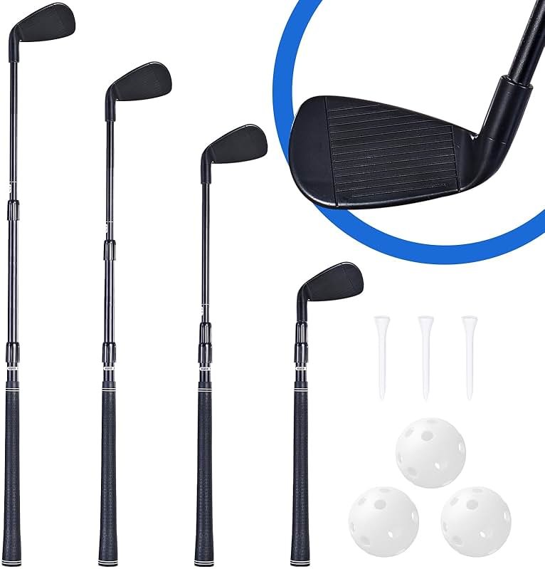 Golf Chipping Game Club Retractable Metal Shaft, Velcro Golf Game Plastic Club for Junior, Adults Indoor Outdoor Training Bucket Pong Games & Travel for Family, Hit Plastic Foam Balls, 1PCS Right Hand - Product Image