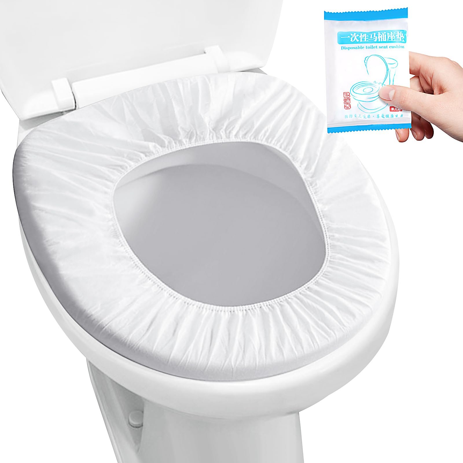 10pcs Quality Disposable Toilet Seat Covers Non-Slip Easy-to-Use, Portable Travel Toilet Seat Mats Pads for Public Toilets Hospital Hotel, Healthy White Toilet Seat Cushions for Men Women Girls - Product Image