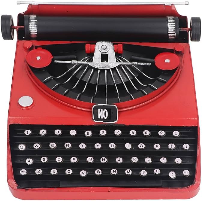 Vintage Typewriter Model, Retro Typewriter Building Set, Home Decoration Ornaments Handcrafted Iron Decor for Home, Office, Studios, and Cafes, Adult Kids 6+ - Product Image