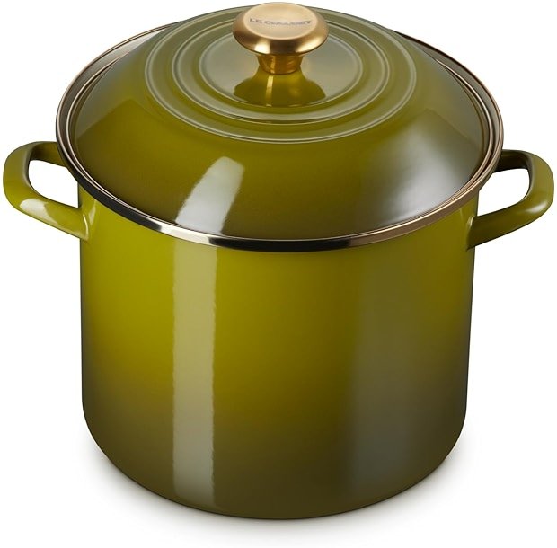 Le Creuset Enamel on Steel Traditional Stockpot, 10 qt., Olive with Stainless Steel Knob - Product Image