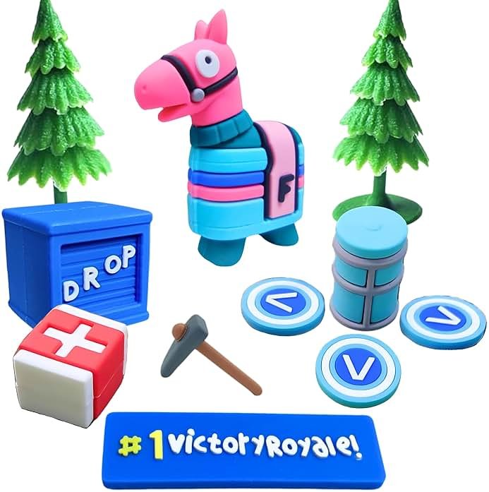 Markhomia Lemoneon Video Game Cake Toppers Upgraded Designs V2 Battle Royale Llama Decoration for Birthday Party Cake Decor 11Pcs/Set - Product Image