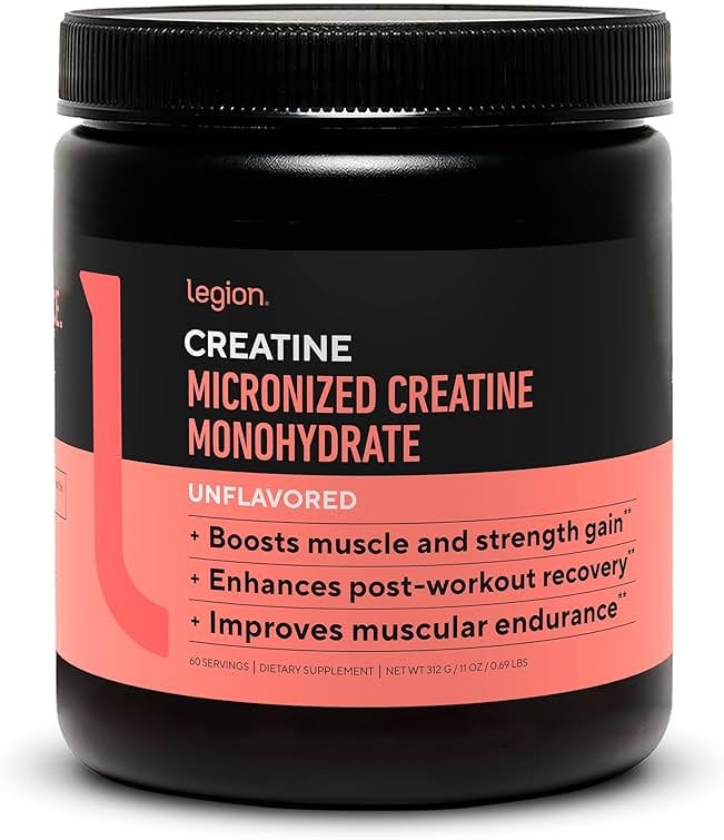 LEGION Micronized Creatine Monohydrate Supplement - Clean Creatine Powder for Muscle Gain & Post Workout Recovery - Micronized Creatine Supplement for Maximum Absorption (60 Servings, Unflavored) - Product Image
