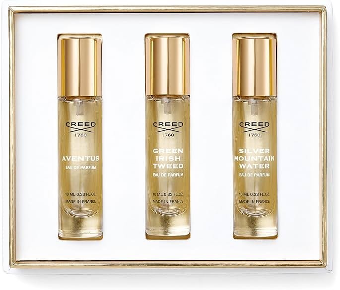 House of Creed Men's Holiday Gift Coffret Set, Features 3 Signature Cologne Scents of Aventus, Green Irish Tweed, & Silver Mountain Water, 3 x 10ml - Product Image