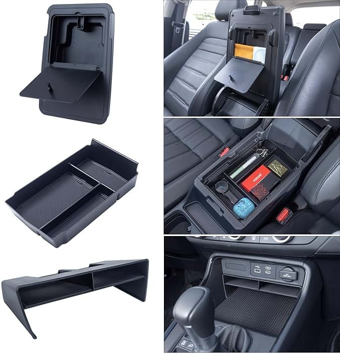PIMCAR 3-Piece Center Console Organizer Set for 2023-2025 2026 Honda CR-V & CR-V Hybrid - Custom Fit Armrest Tray, Console Tray and Hidden Storage Box, Durable ABS Car Accessories - Product Image