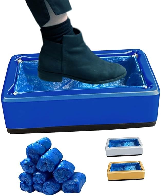 Automatic Shoe Cover Dispenser Shoe Cover Machine for Indoors Reusable,Booties Portable Dispenser 100pcs Plastic Shoe Covers,Disposable Boot Cover Fits One Size, Gifts for Mom Grandma Women - Product Image