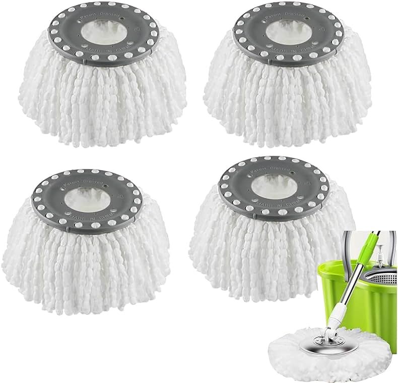 Spin Mop Heads Replacement Refill for Old Hurricane Mr.Clean 360 Spin Magic Rotating Round Mop Microfibre,Universal Spin Mop Heads Clean Mop Head Refill for Standard Mops (4 Pack) - Product Image