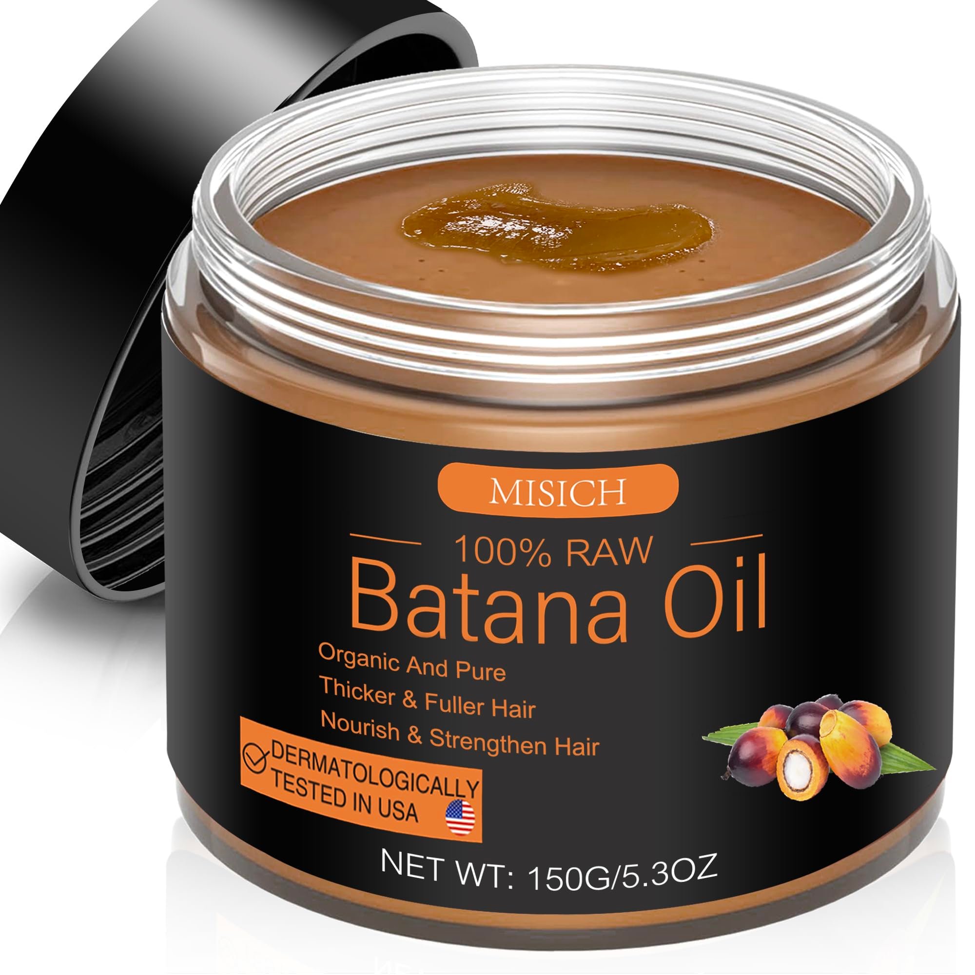 MISICH Raw Batana Oil for Hair Growth, 100% Natural Pure Botana Oil Paste from Honduras, Unrefined Organic Batana Hair Mask for Prevent Hair-Loss, Enhances Thickness for Men & Women 5.3 oz - Product Image