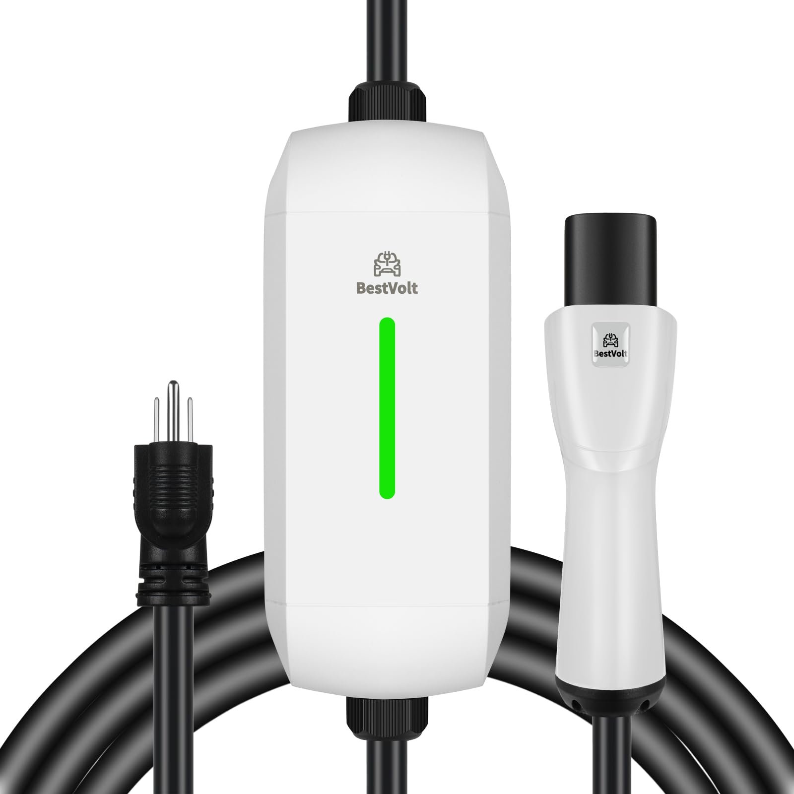 Best Volt Electric Vehicle Portable Charger for Tesla,ETL Certified,25ft Fast Charging, IP65 Waterproof, Compatible with Model 3/X/Y/Cyber Truck,No Adapter Needed (Nema 5-15 120V/16A, White) - Product Image