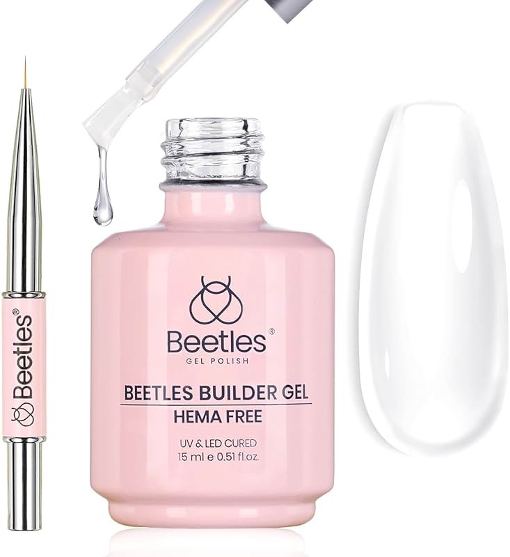 Beetles Builder Gel for Nails HEMA-Free,7 in 1 Clear UV LED Gel with Nail Art Brush,for Strengthening Building Extension Sensitive Nails,Beginner-Friendly DIY Salon at Home,Sheer Breeze Gifts - Product Image