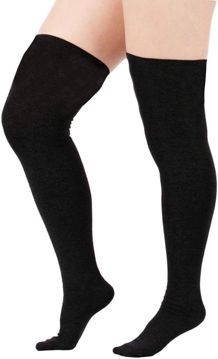 Zando Plus Size Thigh High Socks Extra Long Leg Warmers Over Knee Thick Socks Chunky Knit Thigh High Stockings - Product Image