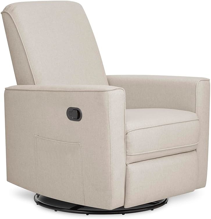 Evolur Raleigh Upholstered Manual Glider Recliner– Rocking & 360° Swivel with Smooth Glide – Greenguard Gold & FSC Certified – Modern Nursery and Living Room Chair in Light Sand - Product Image