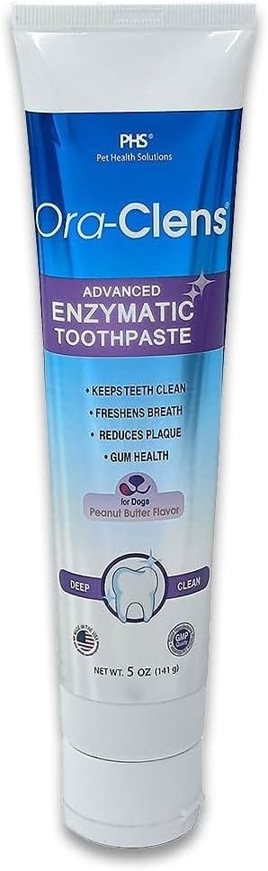 Ora-Clens Advanced Enzymatic Toothpaste for Dogs, Peanut Butter Flavor Dog Toothpaste, Helps Clean Teeth & Freshen Breath, Supports Oral Hygiene, Dog Dental Care Toothpaste Gel, 5 oz - Product Image