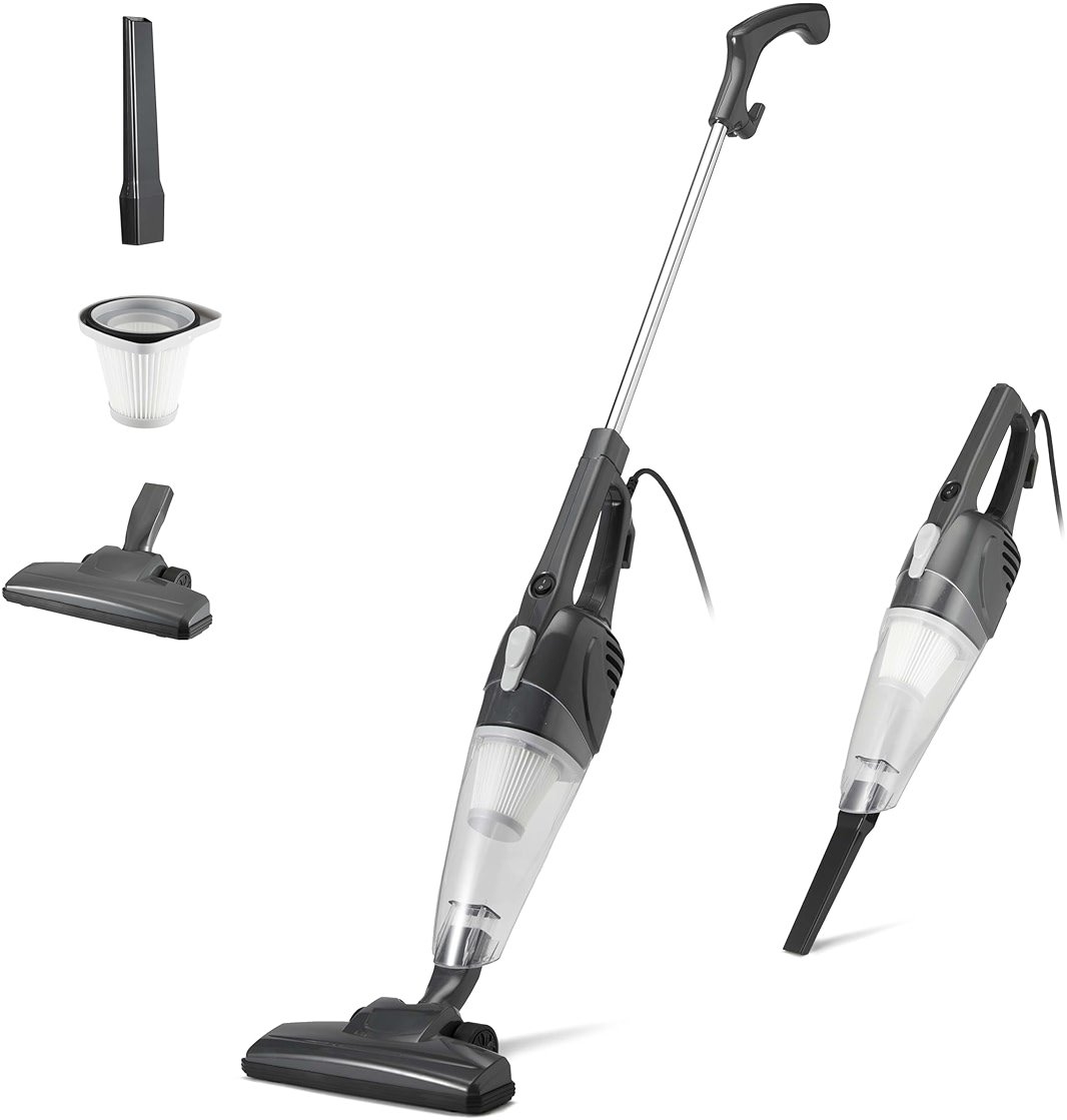 Amazon Basics 2-in-1 Corded Stick Vacuum Cleaner, Converts to Handheld, Lightweight (3.9 LBS), with Washable Filter, Crevice Tools, 0.5L Dust Cup, Self-Standing, 19.7-Ft Cord, 300W, Black - Product Image