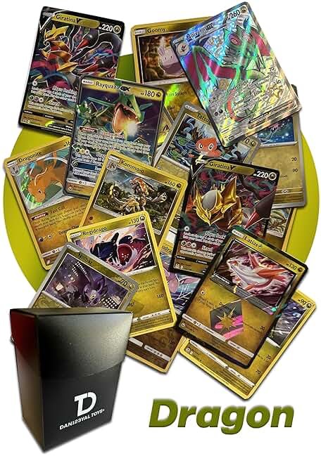 Dragon Type Pokemon Compatible TCG Assortment Bundle - Ultra Rare Card + 15 Random Cards + Dan123yal Deck Box - Product Image