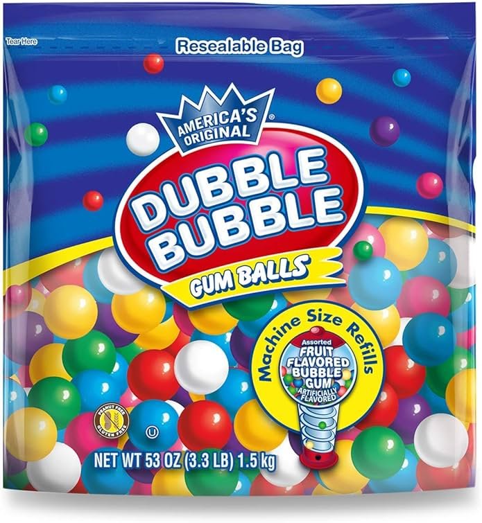 Bubble Gumballs For Gumball Machine Refills, 53 Oz, 3.3 lb, Antique Style, Vintage Old Fashioned Candy, Mini Bubble Gum Balls For Kids - Product Image