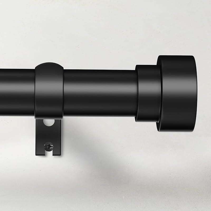 Time Forest Black Curtain Rods for Windows 32 to 120 Inch (2.6-10 Feet), 1 Inch Diameter Adjustable Heavy Duty Curtain Rod, Modern Style Indoor Outdoor Long Window Drapery Rods with End Caps - Product Image
