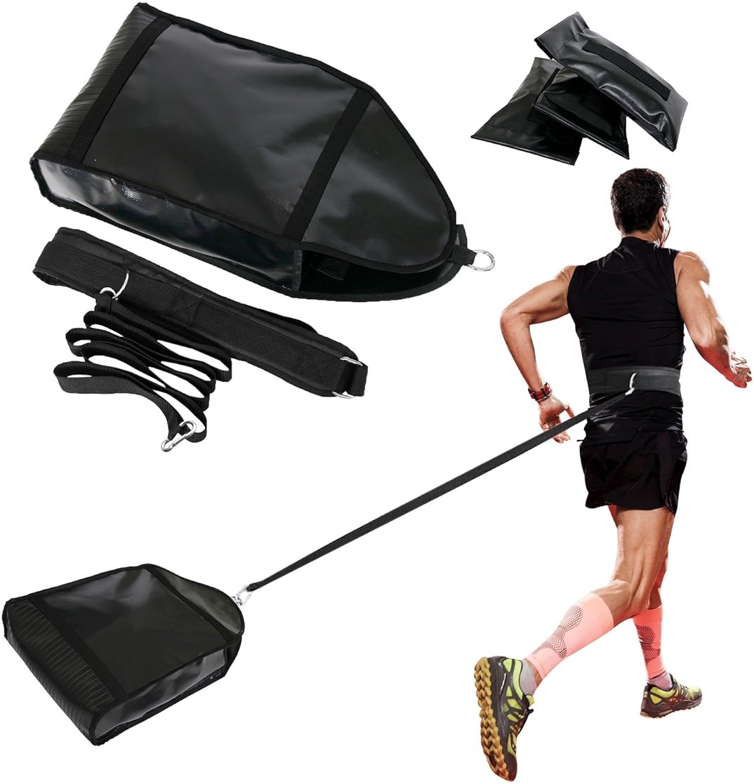 doksmeria Weight Sled Trainer Adjustable, Upgrade Sandbag Sled Trainer Resistance Sled Trainer for Sprinter Speed Training Indoor Outdoor, Running Sled Trainer with 3 Weight Sandbags - Product Image