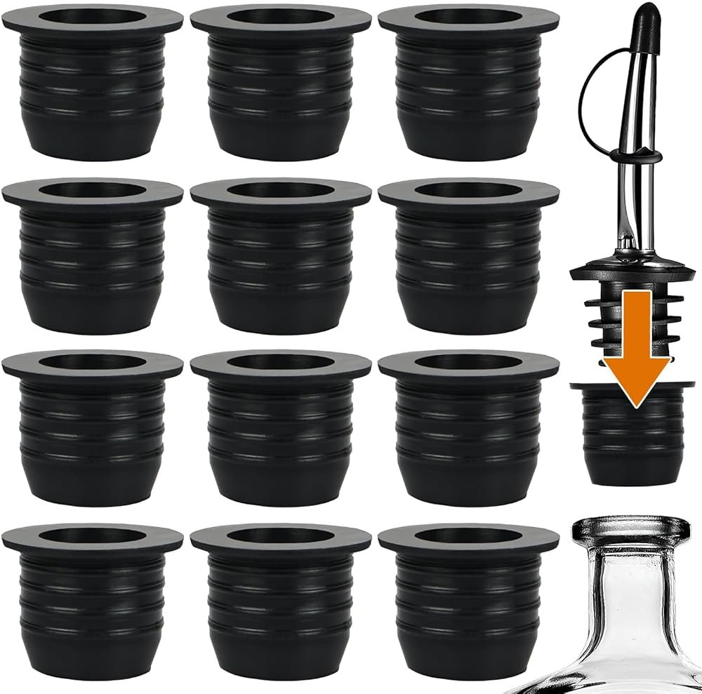 12 Pack Liquor Pour Spout Adapters, Pour Spouts for Large Neck Liquor Bottles, Liquor Bottle Pourers for Alcohol Olive Oil up to 1 inch/25 mm Neck - Product Image